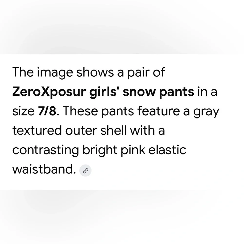 ZeroXposur Silver Girls’ Snowboard Snow Ski Pants - Like New - Size 7/8